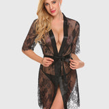 Kimono Robe Floral Sheer Lace Lingerie