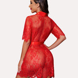 Kimono Robe Floral Sheer Lace Lingerie