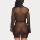 Lace Kimono Robe Mesh Nightgown