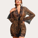 Lace Kimono Robe Mesh Nightgown