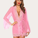 Lace Kimono Robe Mesh Nightgown