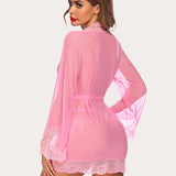 Lace Kimono Robe Mesh Nightgown