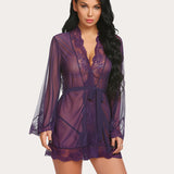 Lace Kimono Robe Mesh Nightgown