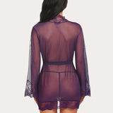 Lace Kimono Robe Mesh Nightgown