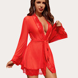 Lace Kimono Robe Mesh Nightgown