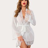 Lace Kimono Robe Mesh Nightgown