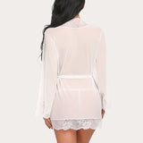 Lace Kimono Robe Mesh Nightgown