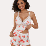 Lace Floral Cami PJS Set Pajama Set