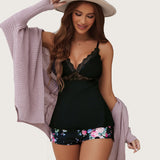 Lace Floral Cami PJS Set Pajama Set