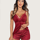 Lace Floral Cami PJS Set Pajama Set