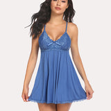 Lace V-neck Modal Babydoll Lounge Dress