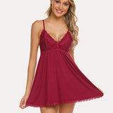 Lace V-neck Modal Babydoll Lounge Dress