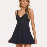 Lace V-neck Modal Babydoll Lounge Dress