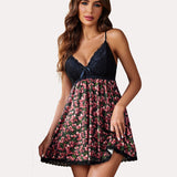 Lace V-neck Modal Babydoll Lounge Dress