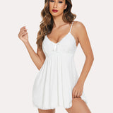 Lace V-neck Modal Babydoll Lounge Dress