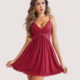 Lace Modal V-Neck Full Slip Sleep Dress