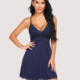 Lace Modal V-Neck Full Slip Sleep Dress