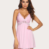 Lace Modal V-Neck Full Slip Sleep Dress