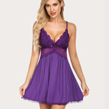 Lace Modal V-Neck Full Slip Sleep Dress