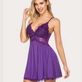 Lace Modal V-Neck Full Slip Sleep Dress