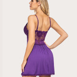 Lace Modal V-Neck Full Slip Sleep Dress