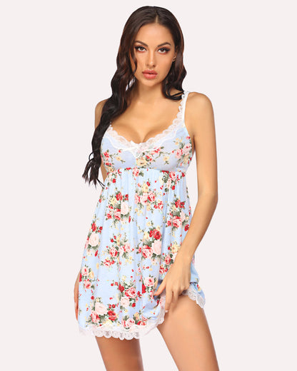 Floral Lace Full Slip Nightgown