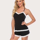 Floral Trim Cami Pajama Set