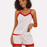 Floral Trim Cami Pajama Set