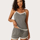 Floral Trim Cami Pajama Set