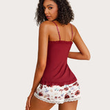 Floral Trim Cami Pajama Set