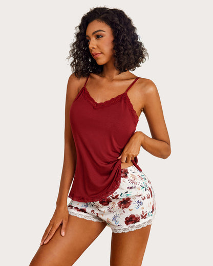 Floral Trim Cami Pajama Set