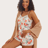 Floral Trim Cami Pajama Set