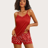 Floral Trim Cami Pajama Set