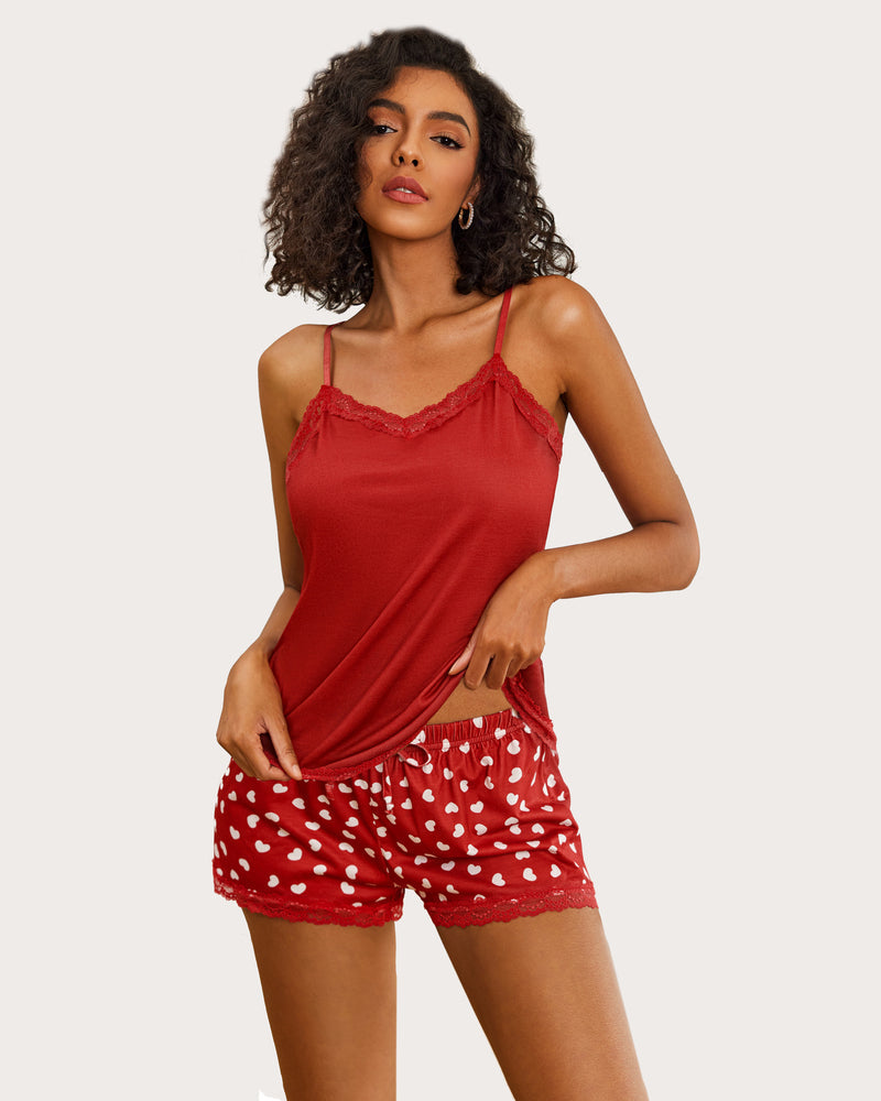 Floral Trim Cami Pajama Set