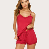 Floral Trim Cami Pajama Set
