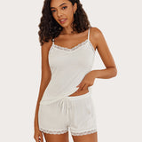 Floral Trim Cami Pajama Set