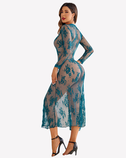 Lace Robe Bridal Sheer Wedding Gown