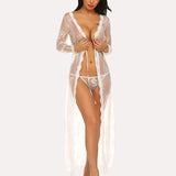 Lace Robe Bridal Sheer Wedding Gown
