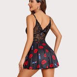 Leopard Print Lace Full Slip Dress