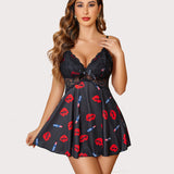 Leopard Print Lace Full Slip Dress