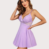 Heart Print Lace Full Slip Dress