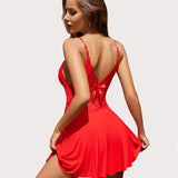 Leopard Print Lace Full Slip Dress