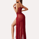 Lace Mesh Side Split Nightgowns