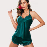 Satin Pajamas Set Cami Shorts Set