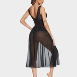Lace Mesh Chemise V Neck Sleepwear