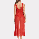 Lace Mesh Chemise V Neck Sleepwear