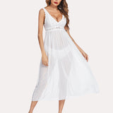 Lace Mesh Chemise V Neck Sleepwear