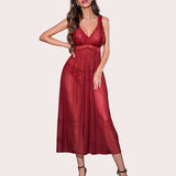 Lace Mesh Chemise V Neck Sleepwear