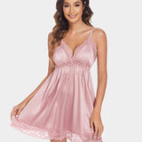 Satin Lingerie Dress V Neck Slips Nightie