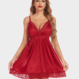 Satin Lingerie Dress V Neck Slips Nightie